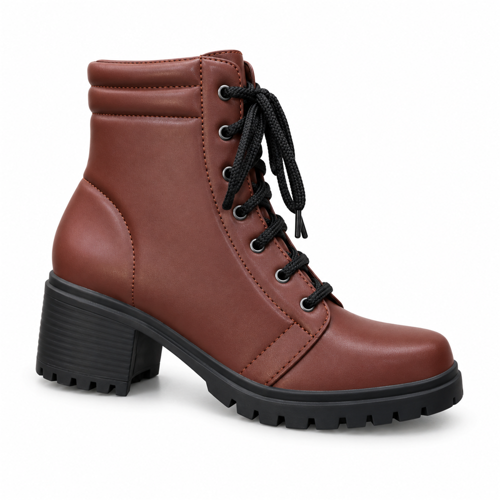 Bota Coturno Salto Médio Café