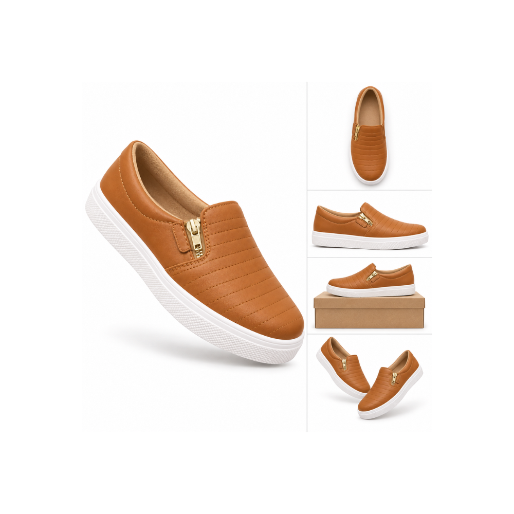 Tênis Slipper Bordado Zíper