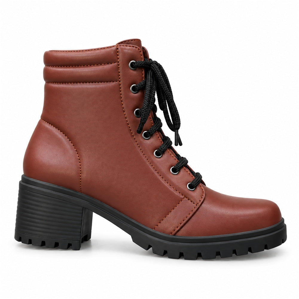 Bota Coturno Salto Médio Café