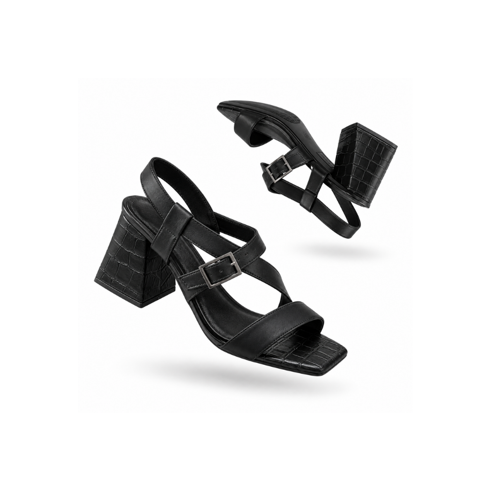 Salto Bloco Fivela Preto