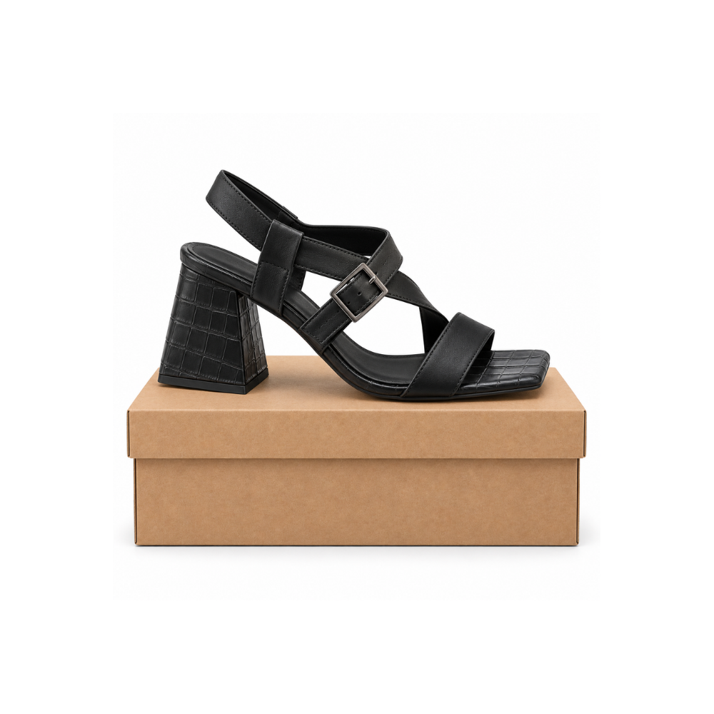 Salto Bloco Fivela Preto