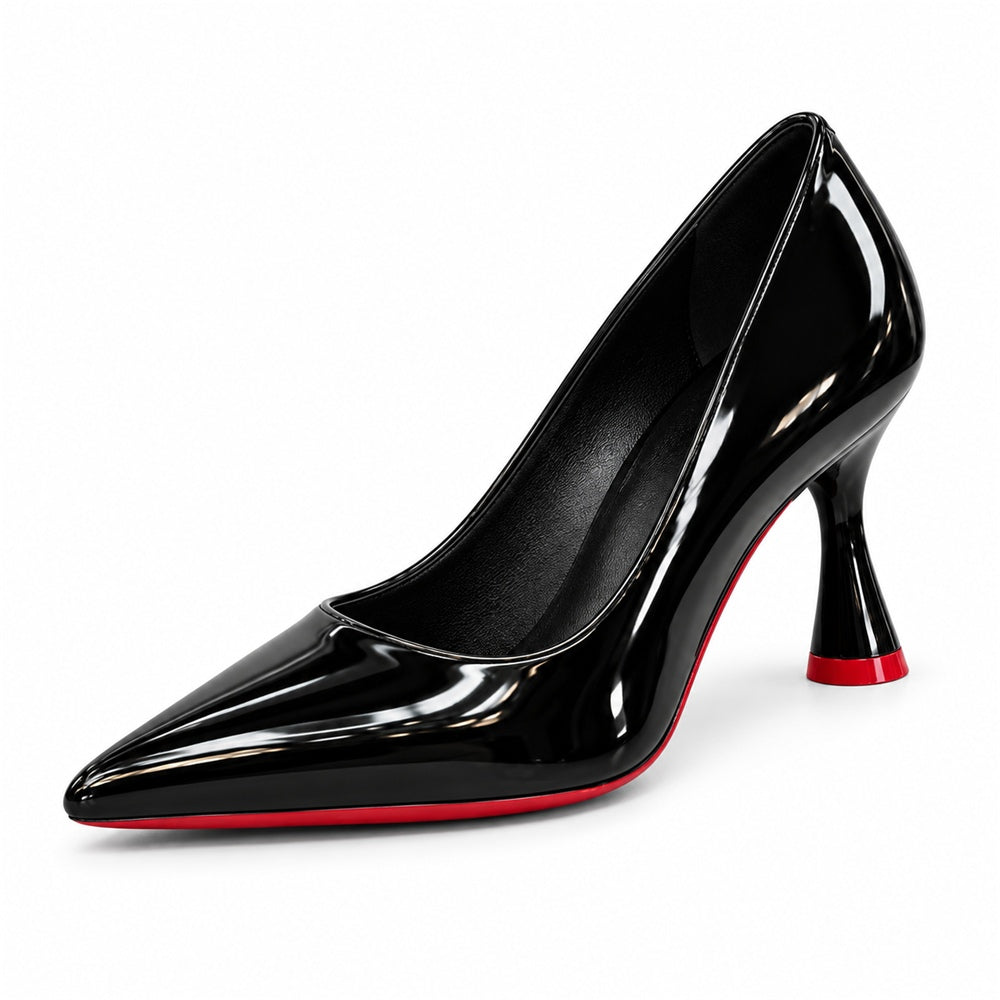 Scarpin Bico fino 8 cm Sola vermelha Preto