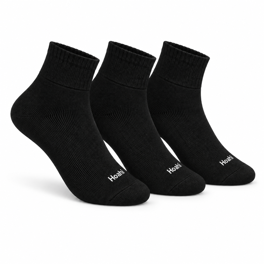 Kit 3 Pares Meia Cano Longo Atoalhada Hoahi Adulto 39 a 43 Preto