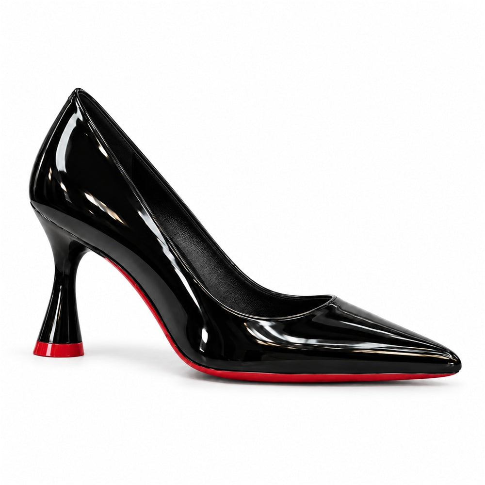 Scarpin Bico fino 8 cm Sola vermelha Preto