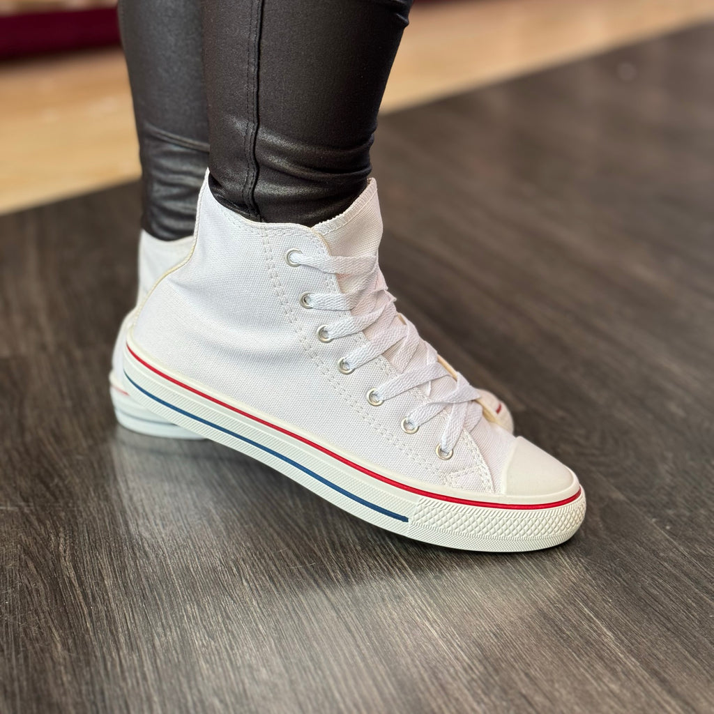 Tênis Star Cano Alto Branco/Vermelho