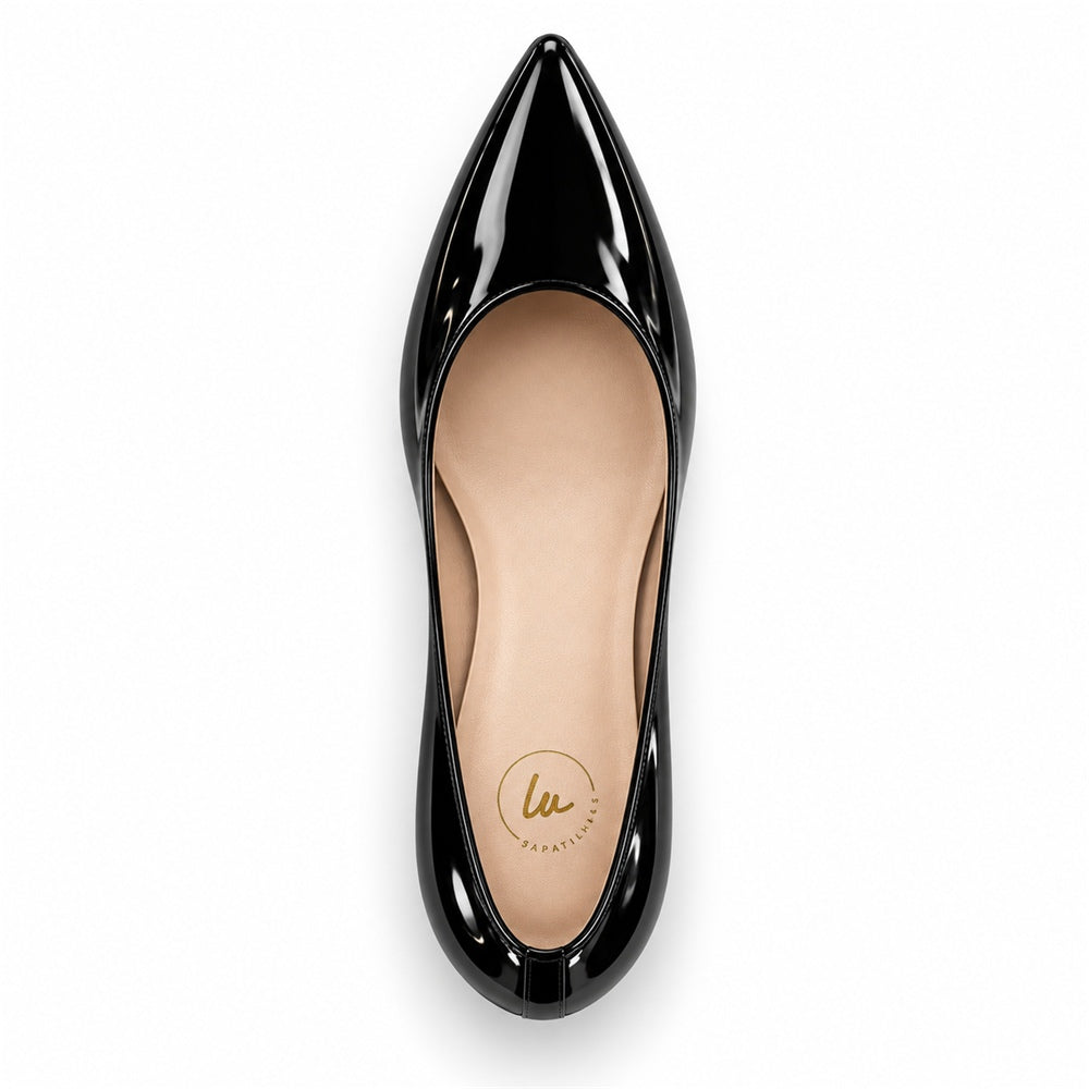 Scarpin Bico fino 8 cm Sola vermelha Preto