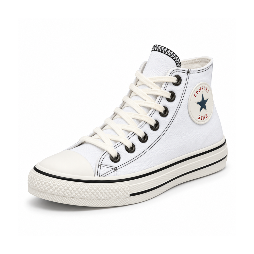 Tênis Star Cano Alto Branco Com Listra Preto