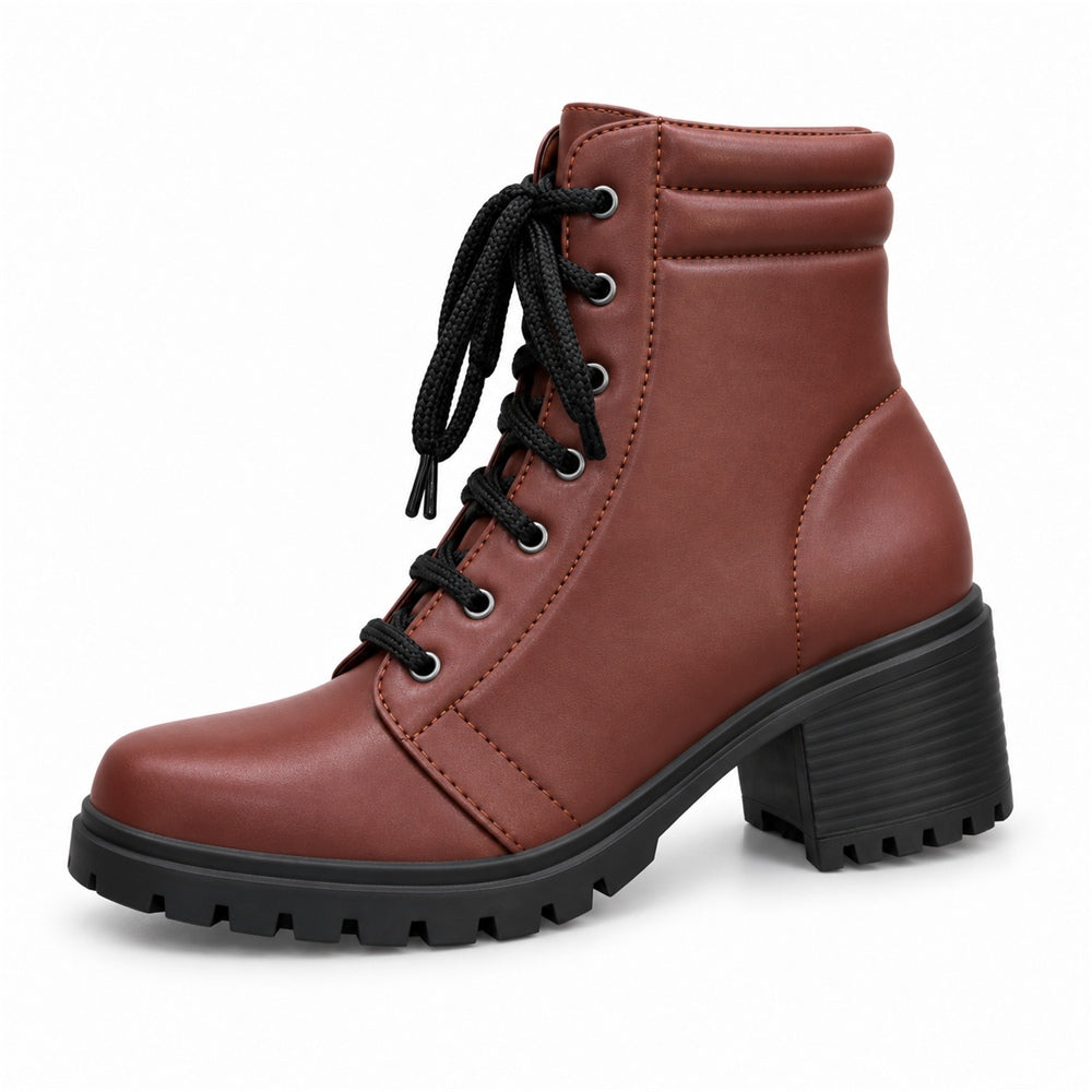 Bota Coturno Salto Médio Café
