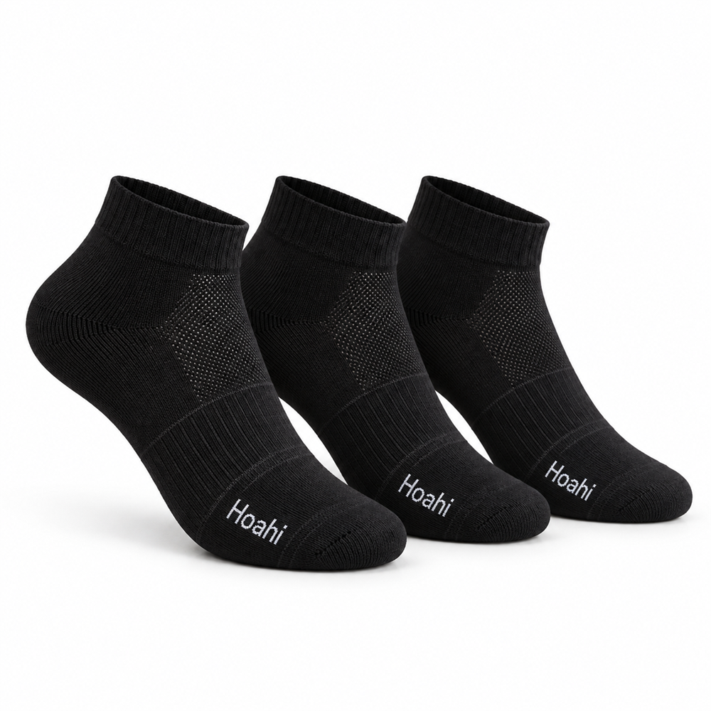 Kit 3 Pares Meia Cano Curto Hoahi Feminina 33 a 38 Preto