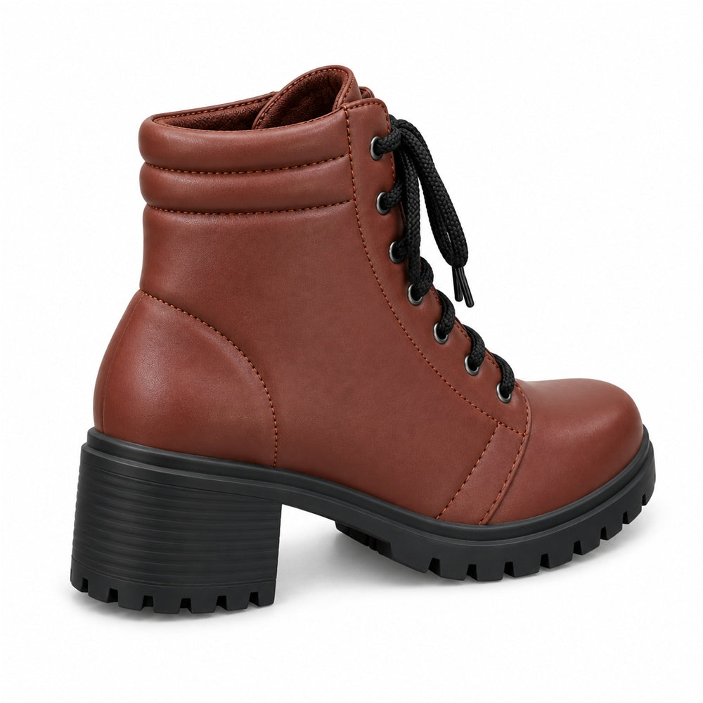 Bota Coturno Salto Médio Café