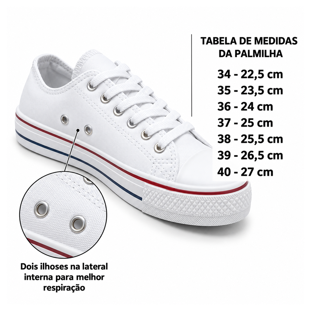 Tênis Star Branco Listras Vermelha Azul