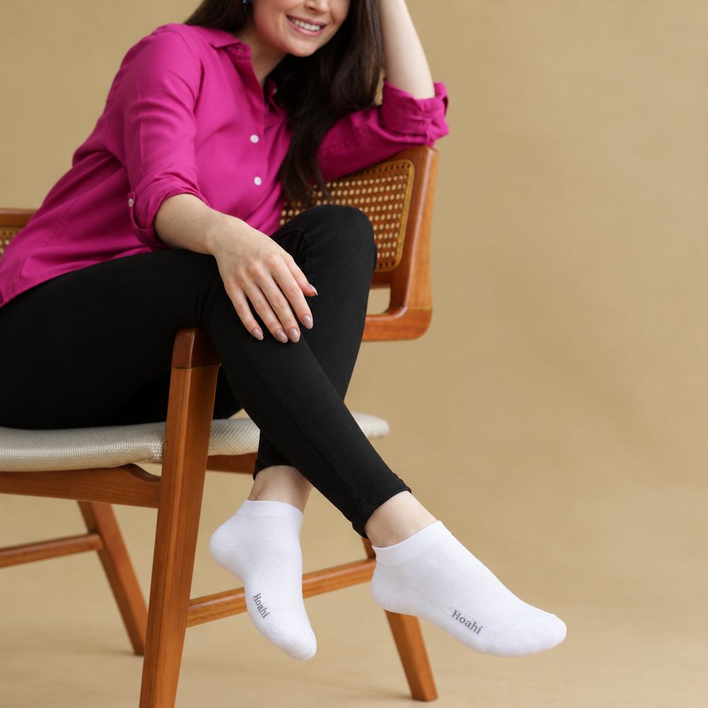 Kit 3 Pares Meia Cano Curto Atoalhada Hoahi Feminina 33 a 38 Branco