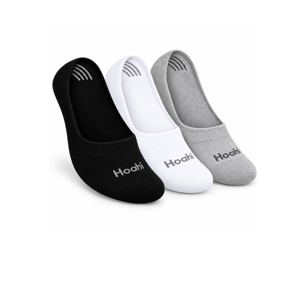 Kit 3 Pares Meia Sapatilha Hoahi Adulto 39 a 43 Branco/Preto/Cinza