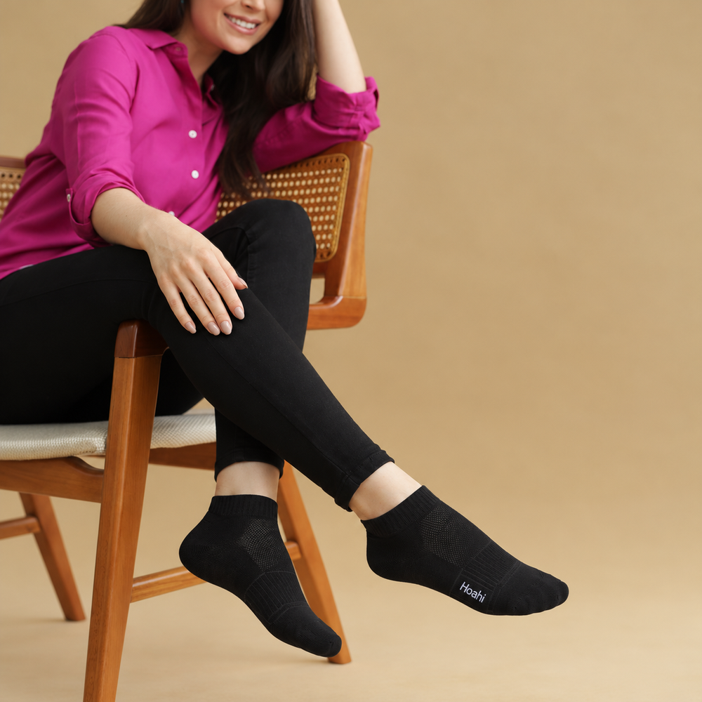 Kit 3 Pares Meia Cano Curto Hoahi Feminina 33 a 38 Preto
